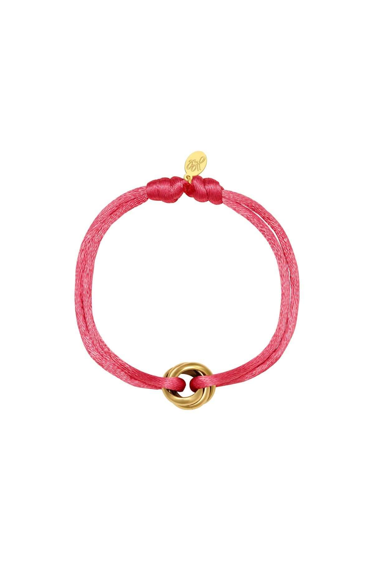 Roze stoffen armband, goud