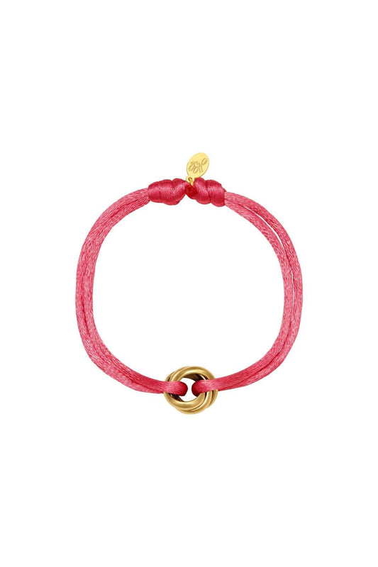 Roze stoffen armband, goud