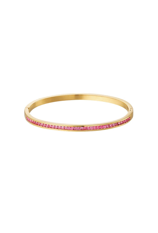 Bangle met strass, zilver/ goud