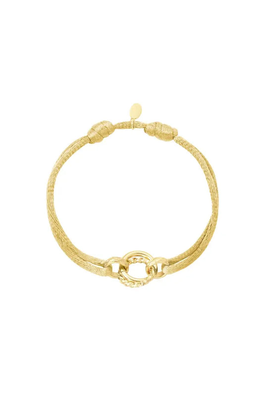 Champagne stoffen armband, goud